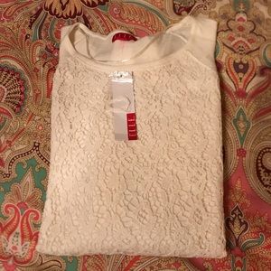 NWT Elle Cream/Ivory Lace Front Sweater Sz. XL